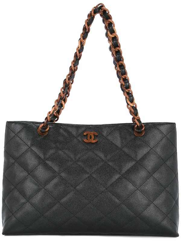 black quilted tote bag