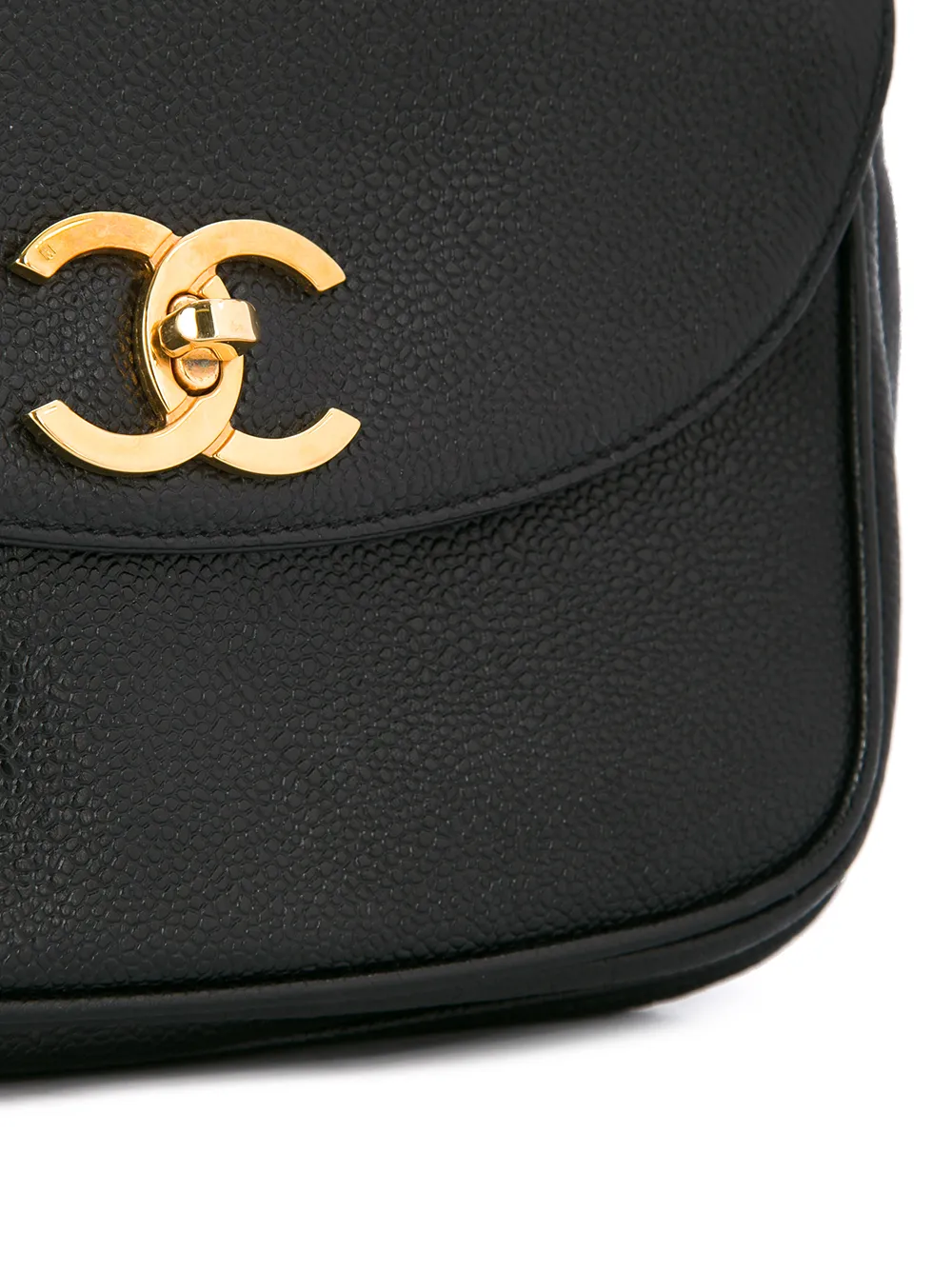 Chanel Pre-owned 1994-1996 Interlocking CC Flap Backpack in Black, view 4