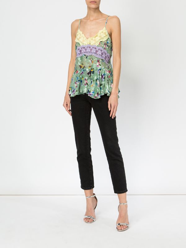 Preen By Thornton Bregazzi Lace Trim Floral Print Vest Top Farfetch