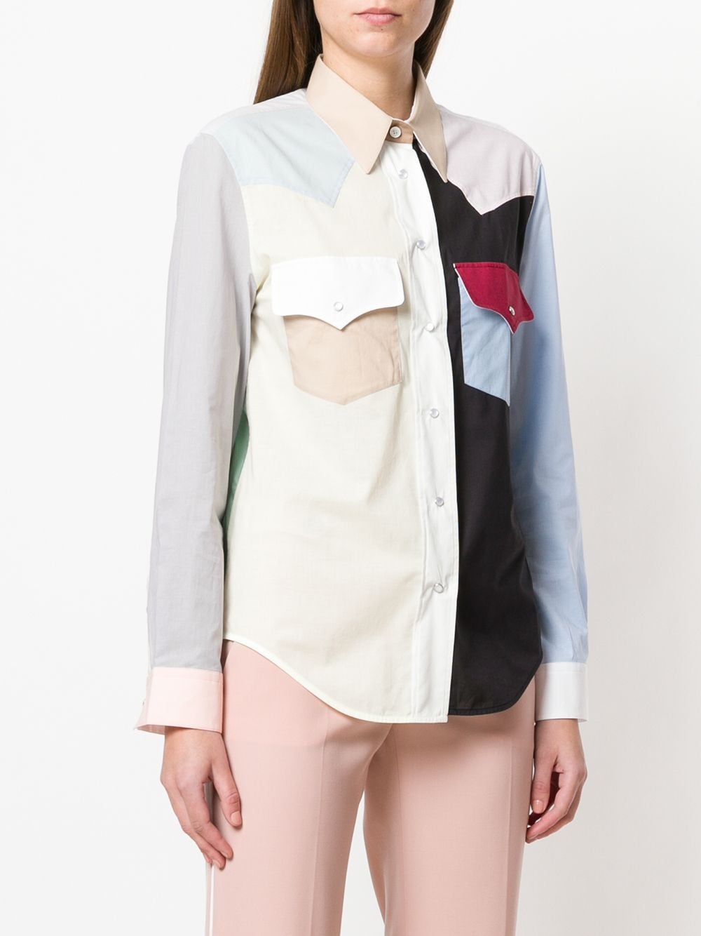 фото Calvin Klein 205W39nyc рубашка дизайна "колор-блок" в ковбойском стиле