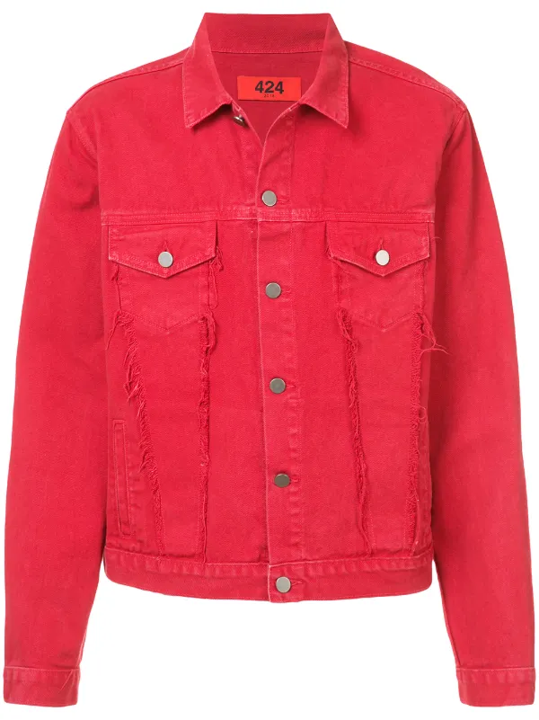 red faux suede biker jacket