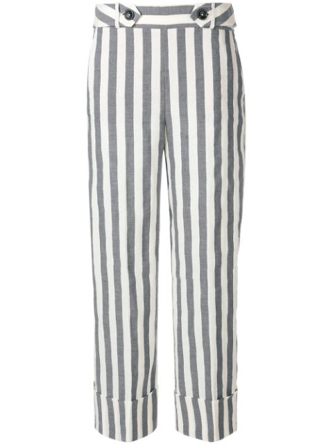 INCOTEX INCOTEX STRIPED CROPPED TROUSERS - BLUE,171644D704312900854