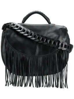 Bolsa tiracolo de couro com franjas