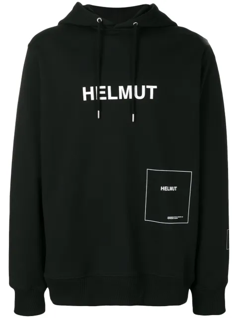 helmut lang logo hoodie - 黑色