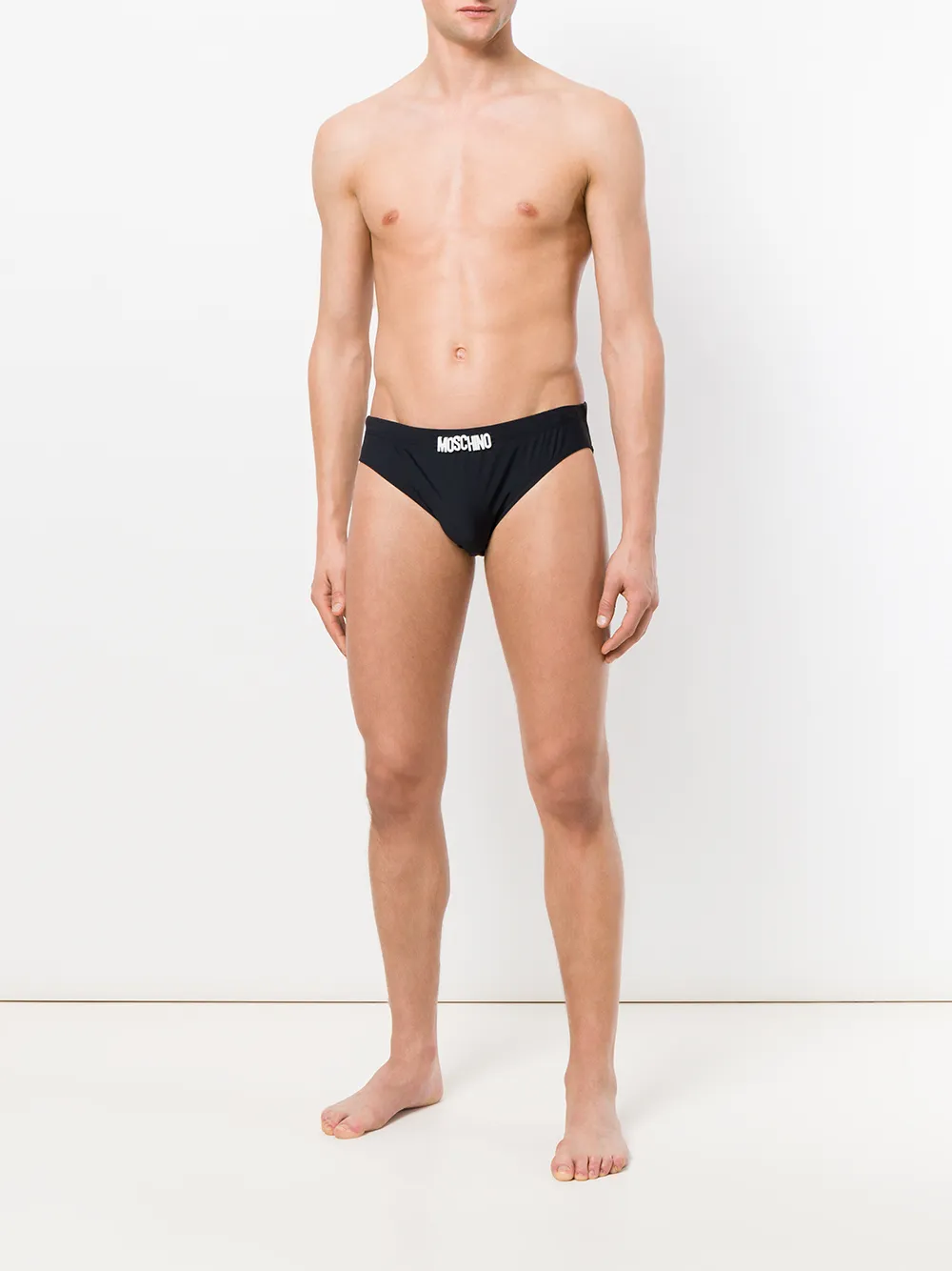 Moschino logo plaque swimming briefs Zwart