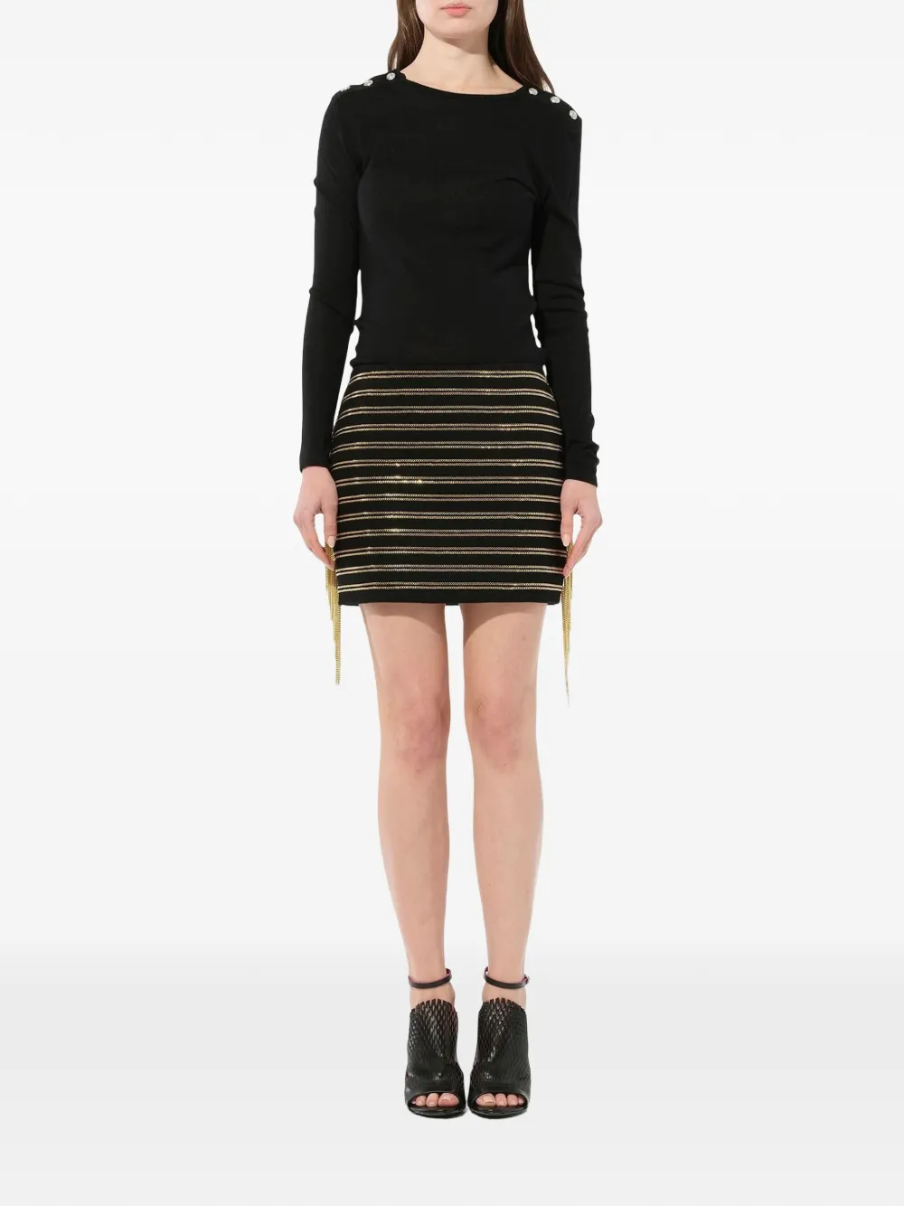  Balmain Rock Mit Kettenverzierungen   Schwarz 