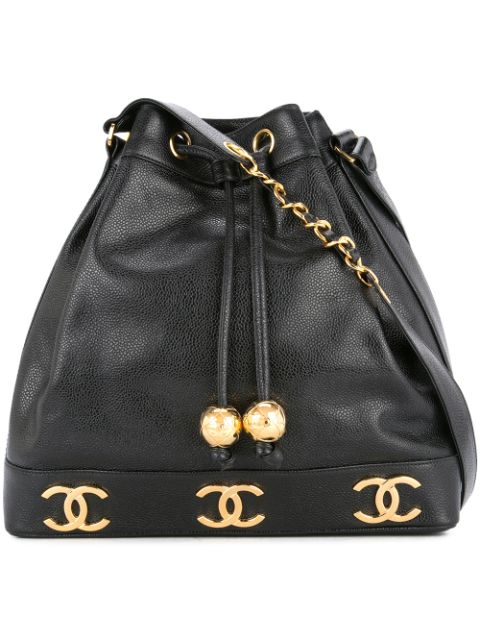 HOT SALE CHANEL 1994-1996 logos drawstring shoulder bag Women