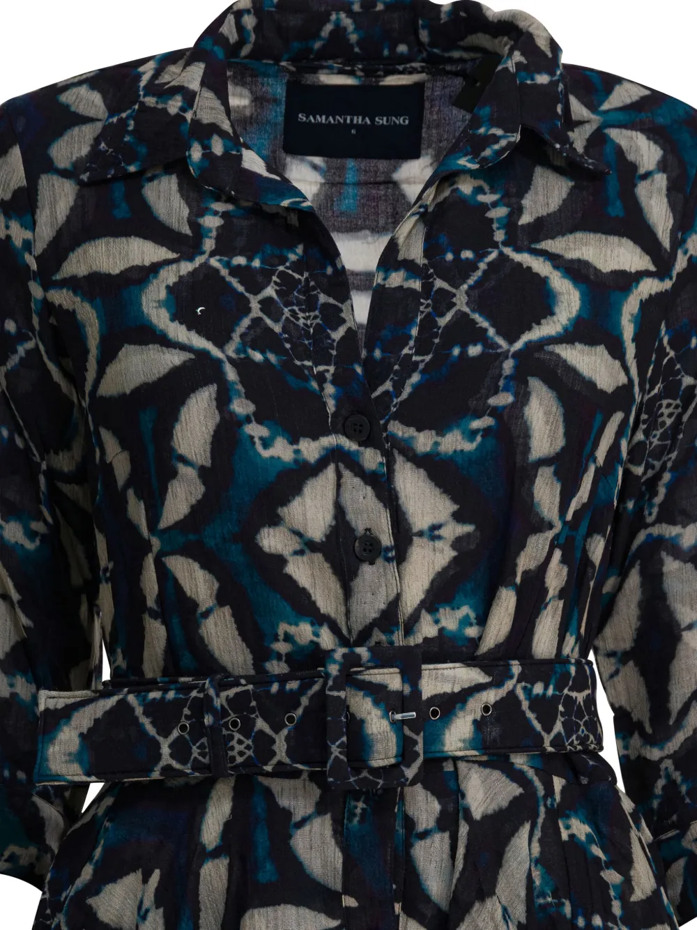 Samantha Sung leaf print dress Blauw