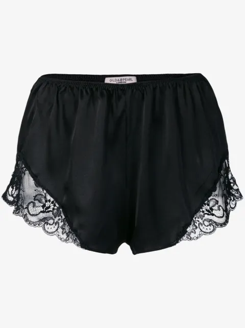 Gilda & Pearl Rita lace-trimmed satin shorts