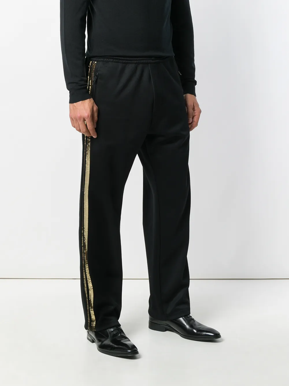 DSQUARED2 broek met pailletten en strepen Zwart