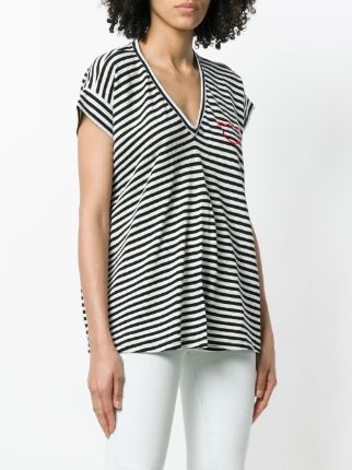 V-neck striped T-shirt展示图
