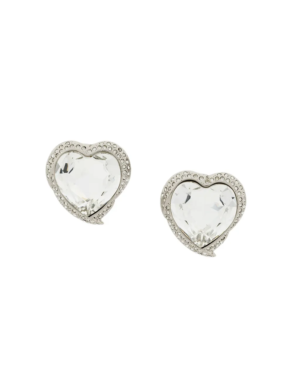 Saint Laurent Pre-Owned embellished heart-shaped earrings - Métallisé Top Merken Winkel