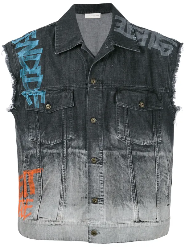 black sleeveless denim jacket womens