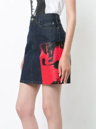 printed denim mini skirt展示图