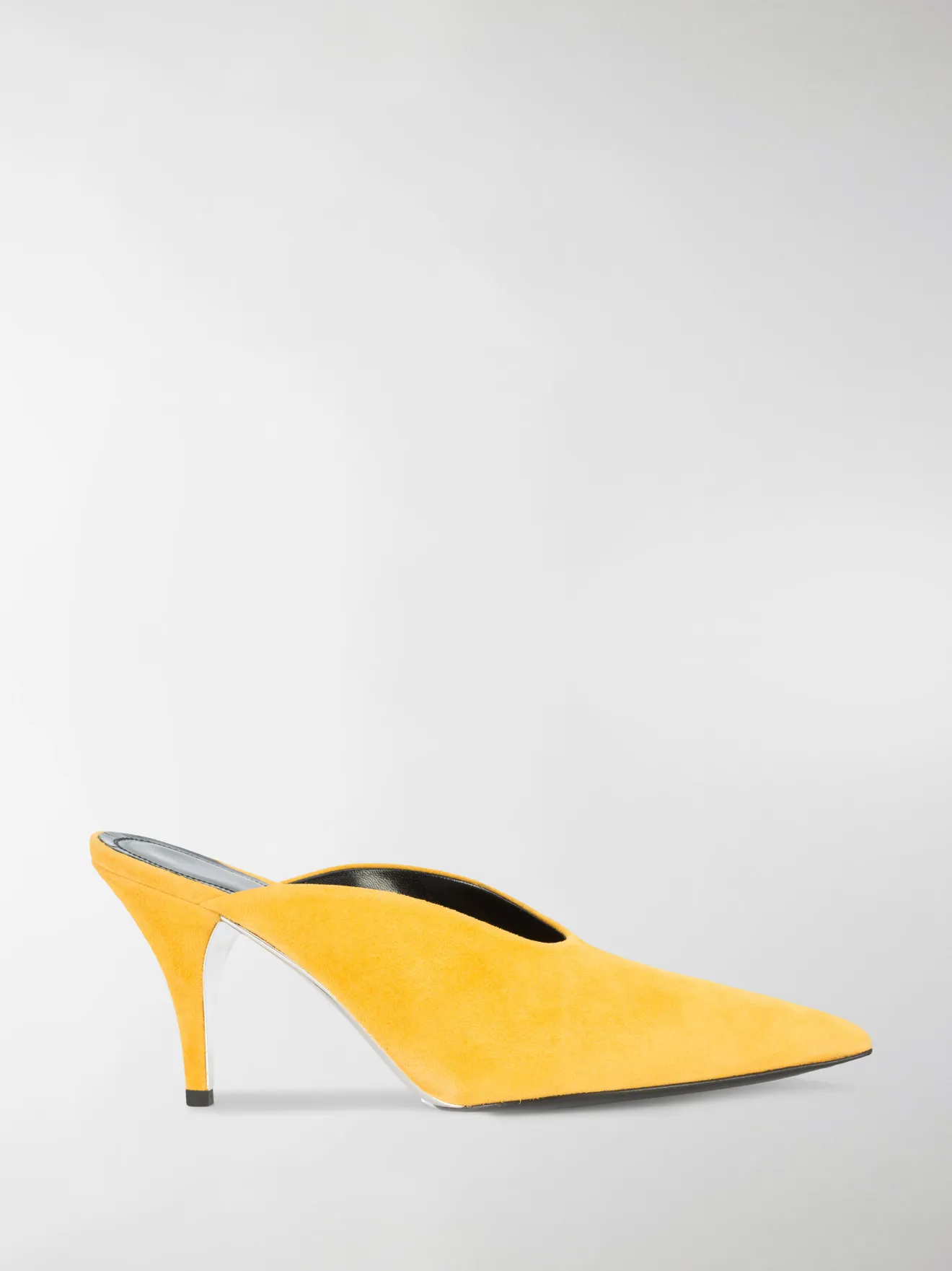 yellow pointed toe mules