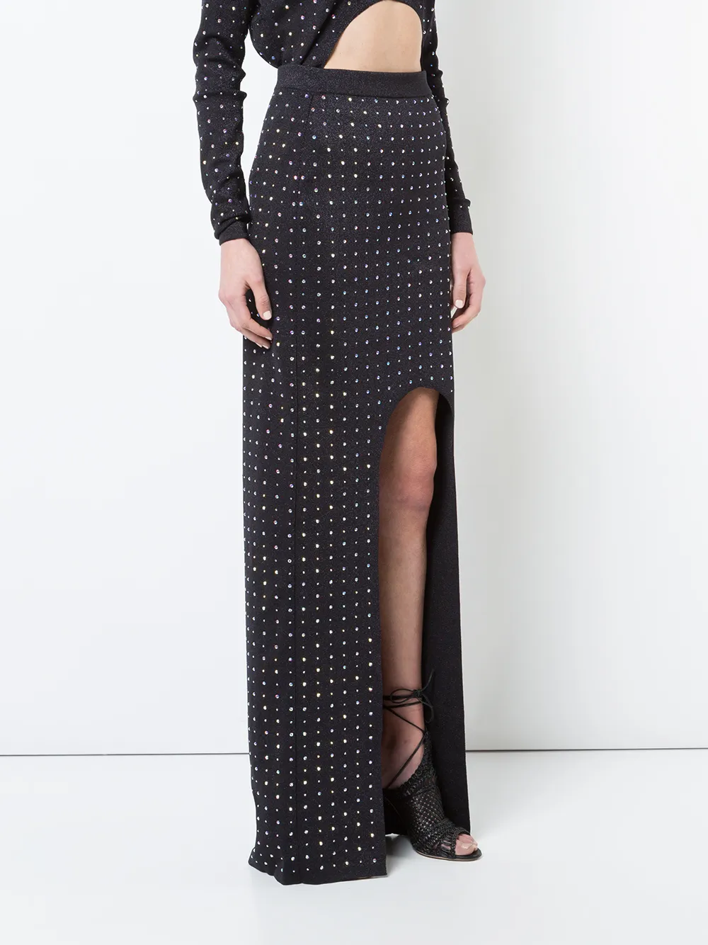 Balmain kristallen versierde maxi rok Zwart
