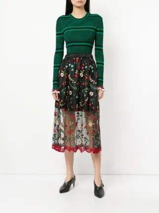 floral embroidered lined sheer skirt展示图