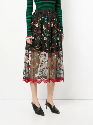 floral embroidered lined sheer skirt展示图