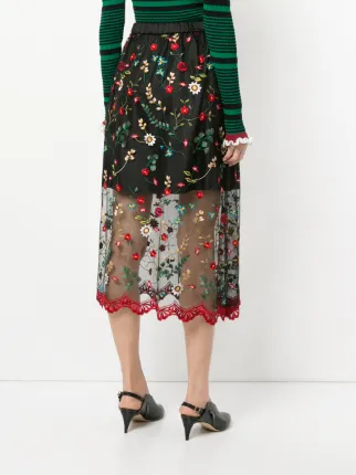 floral embroidered lined sheer skirt展示图