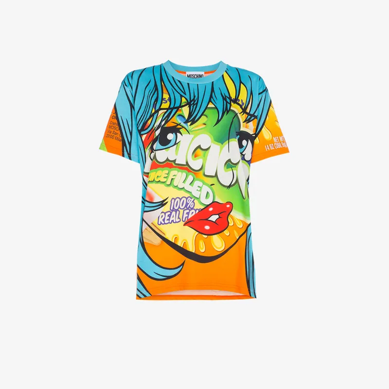 Moschino Oversized Printed Jersey T-shirt In Multicolour