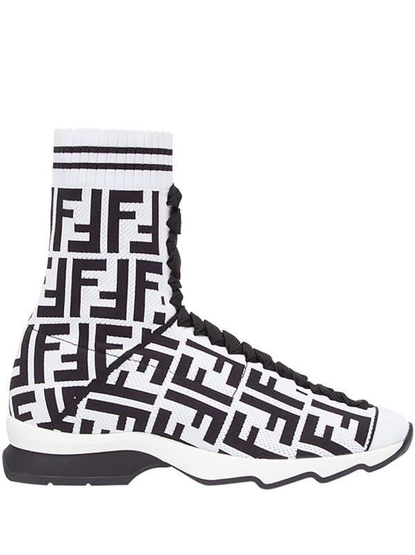 Fendi white \u0026 black logo sock sneaker 