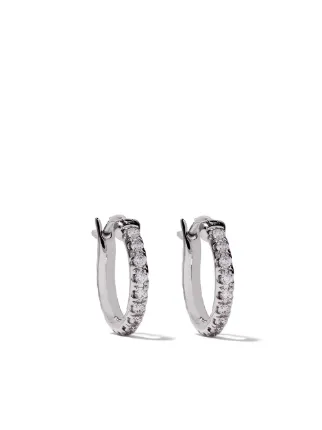 De Beers 18kt White Gold Micropavé Small Hoop Diamond Earrings De Beers 18kt White Gold Micropavé Small Hoop Diamond Earrings