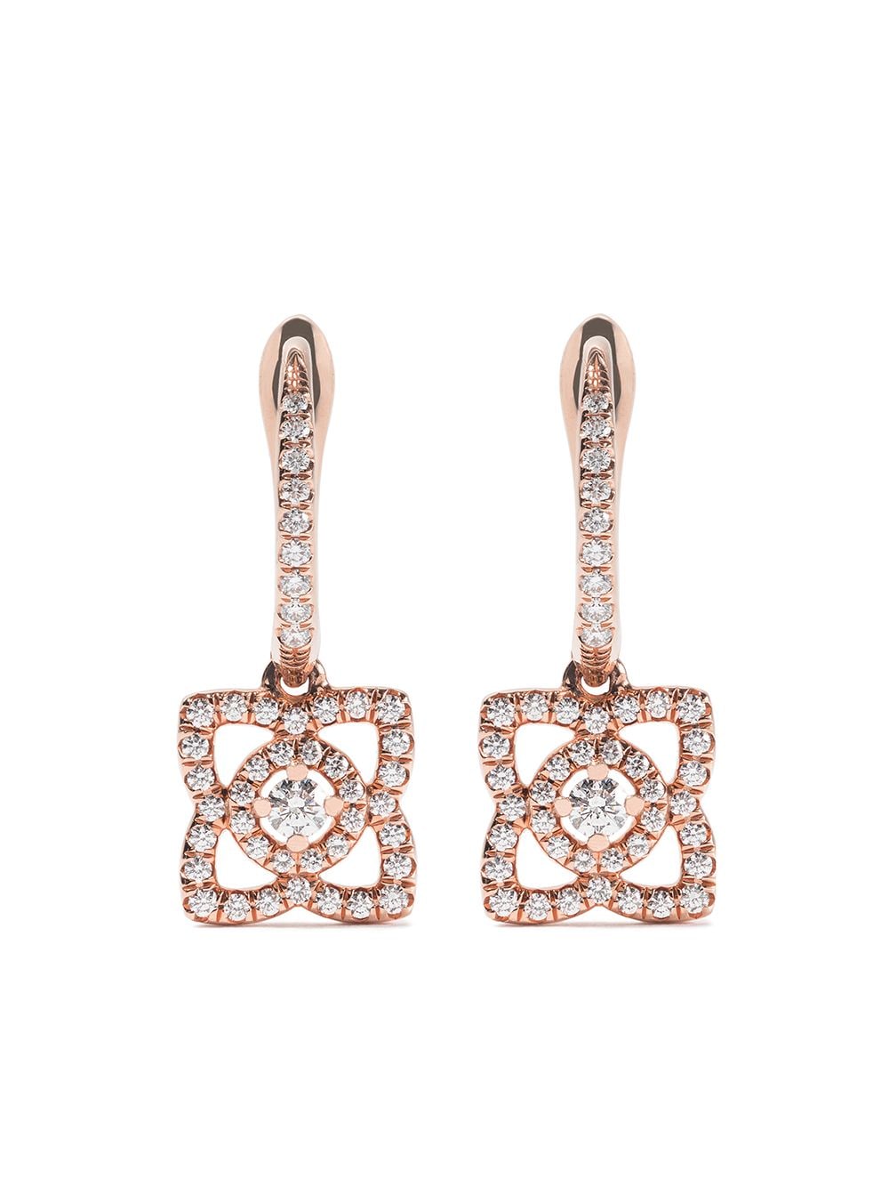De Beers 18kt Rose Gold Enchanted Lotus Diamond Sleeper Earrings