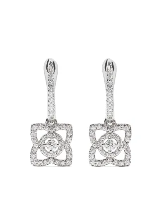 De Beers 18kt White Gold Enchanted Lotus Diamond Sleeper Earrings De Beers 18kt White Gold Enchanted Lotus Diamond Sleeper Earrings