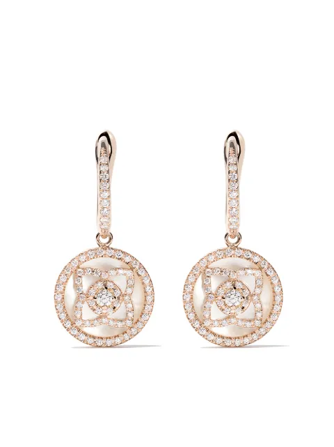 DE BEERS aretes Enchanted Lotus en oro rosa de 18kt con madreperla y diamante