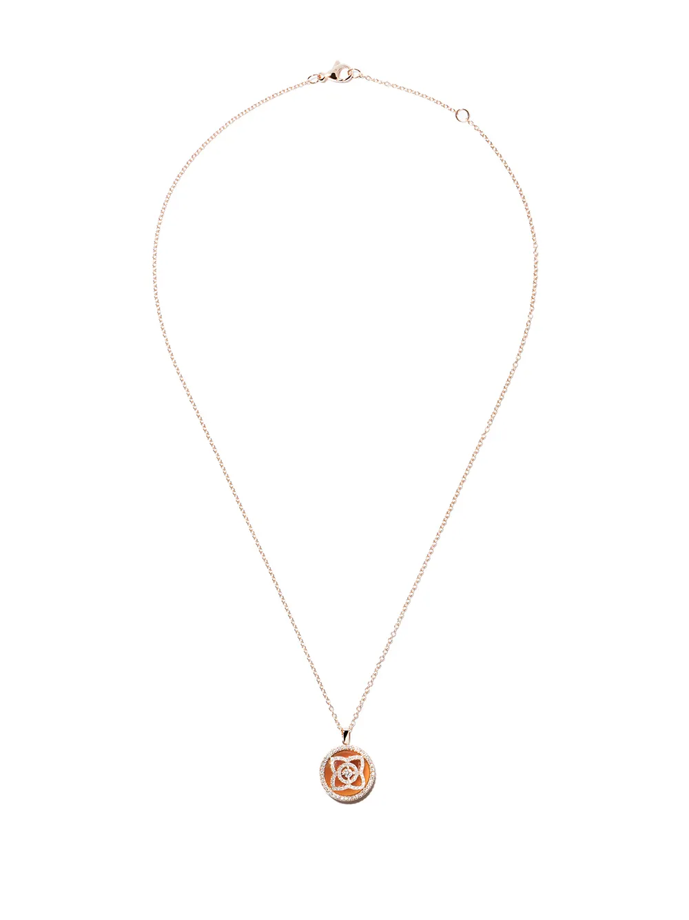 фото De beers 18kt rose gold enchanted lotus carnelian medal diamond necklace