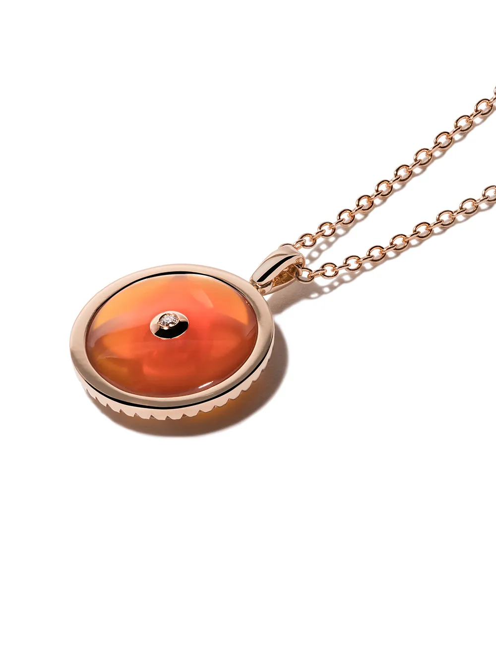 фото De beers 18kt rose gold enchanted lotus carnelian medal diamond necklace