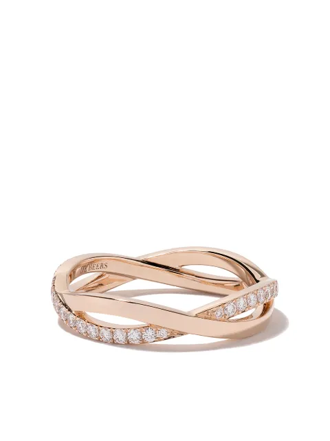 DE BEERS 18kt rose gold Infinity half pavé diamond band