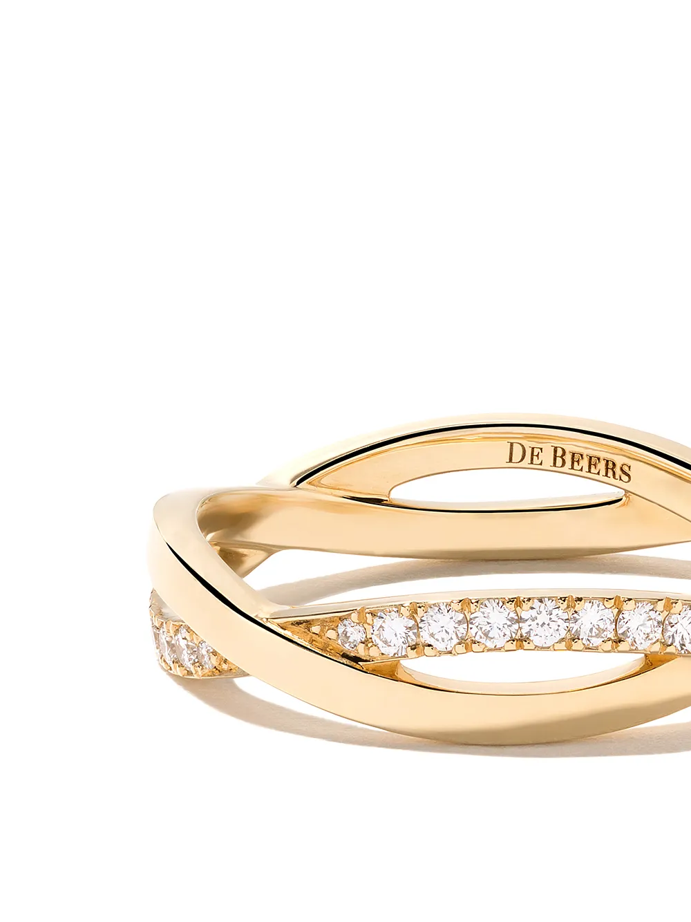 Shop De Beers 18kt Yellow Gold Infinity Half Pave Diamond Band