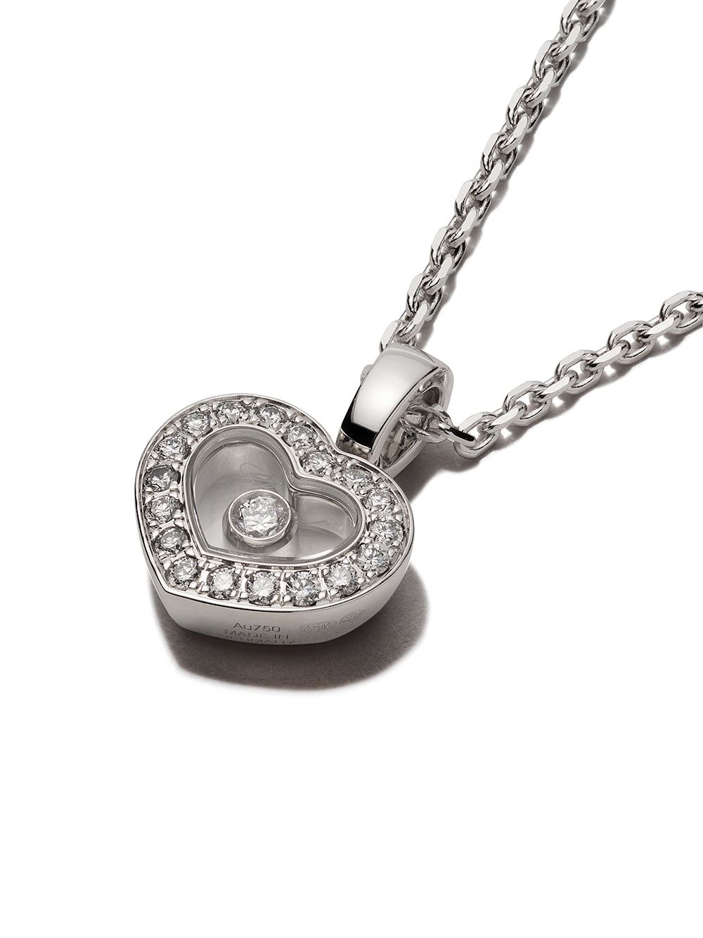 Shop Chopard 18kt White Gold Happy Hearts Diamond Pendant Necklace