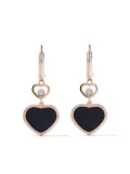 Chopard 18kt rose gold Happy Hearts onyx and diamond drop earrings - Pink