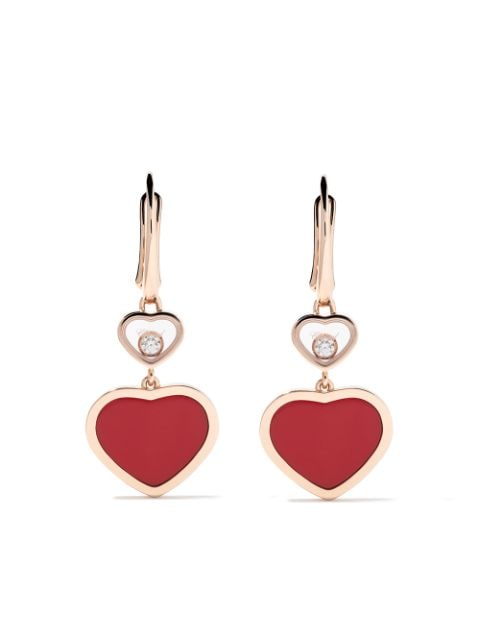 Chopard - 18kt rose gold Happy Hearts diamond drop earrings