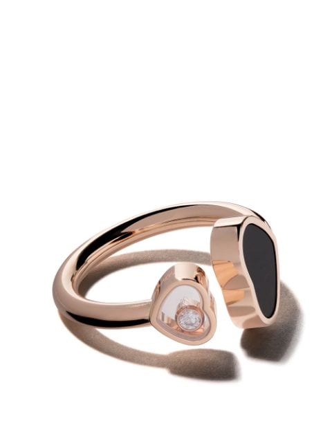 Chopard 18kt rose gold Happy Hearts onyx and diamond ring