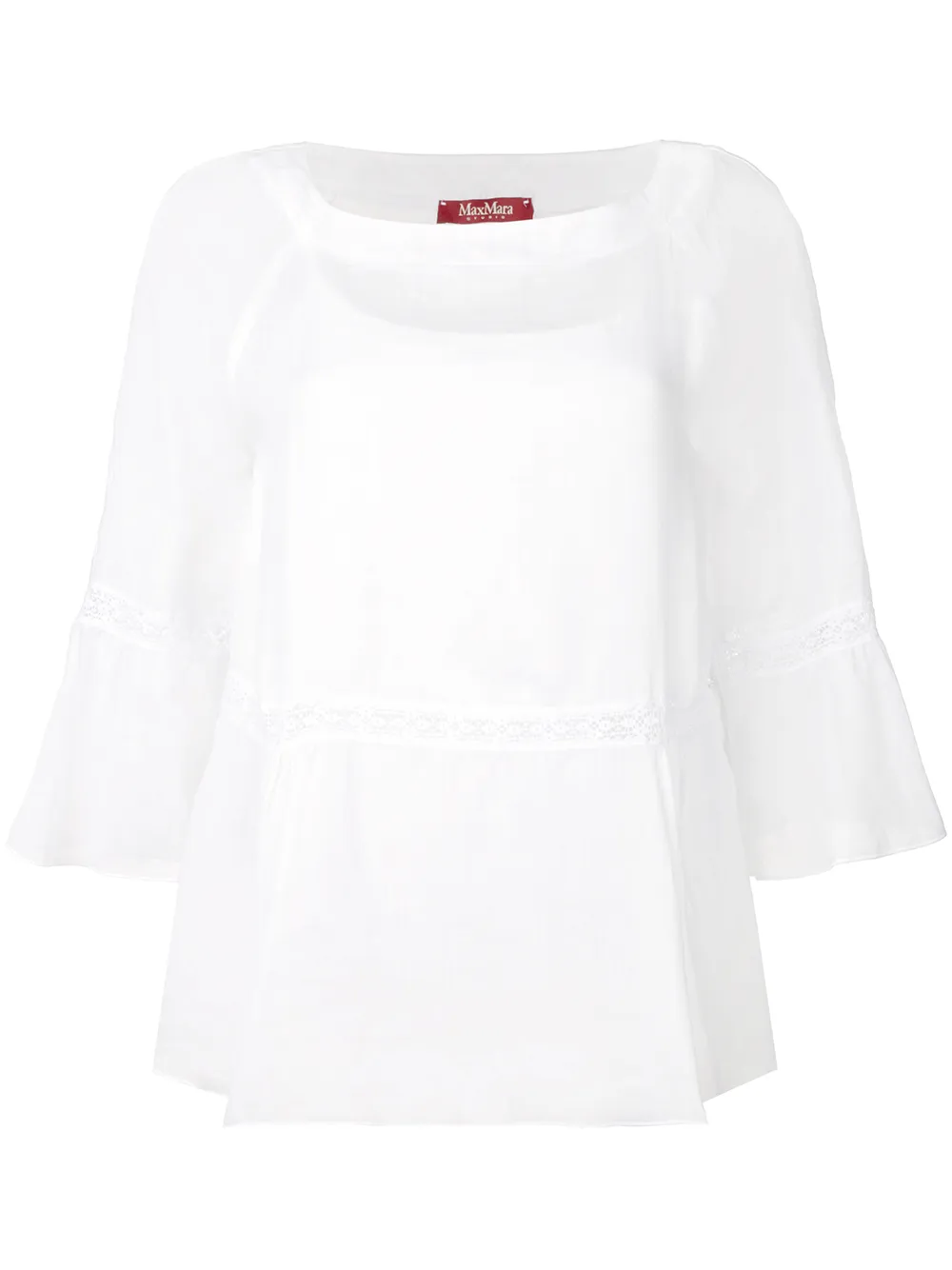 Max Mara broderie anglaise trim blouse Wit
