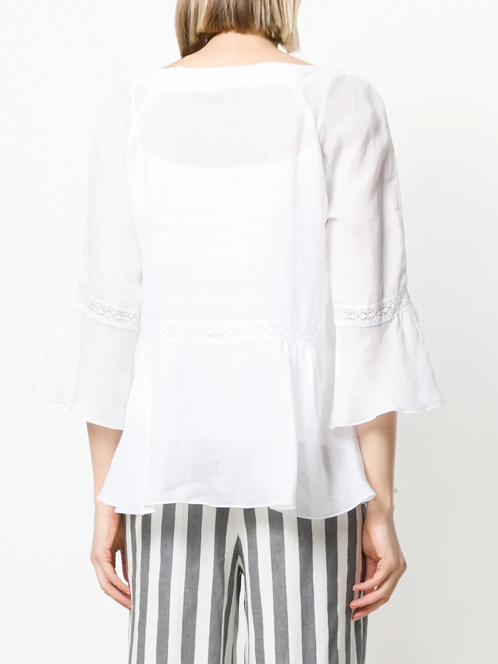 Max Mara broderie anglaise trim blouse Wit