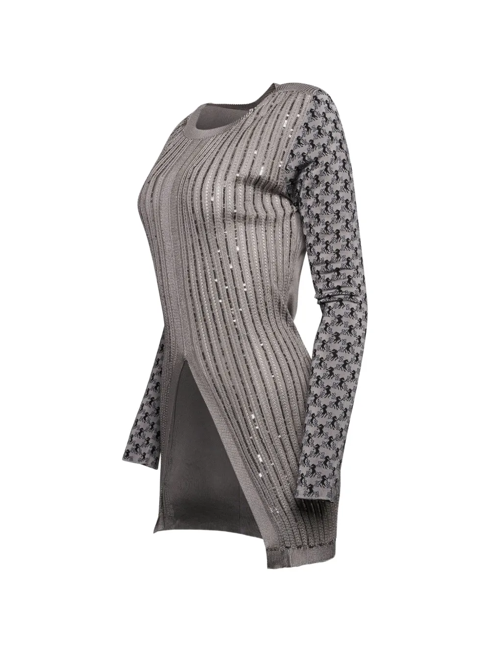  Chloé Pferde Jacquard Pullover Mit Pailletten   Grau 