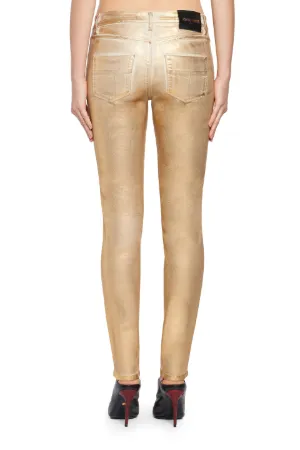 Metallic gold tone skinny jeans 