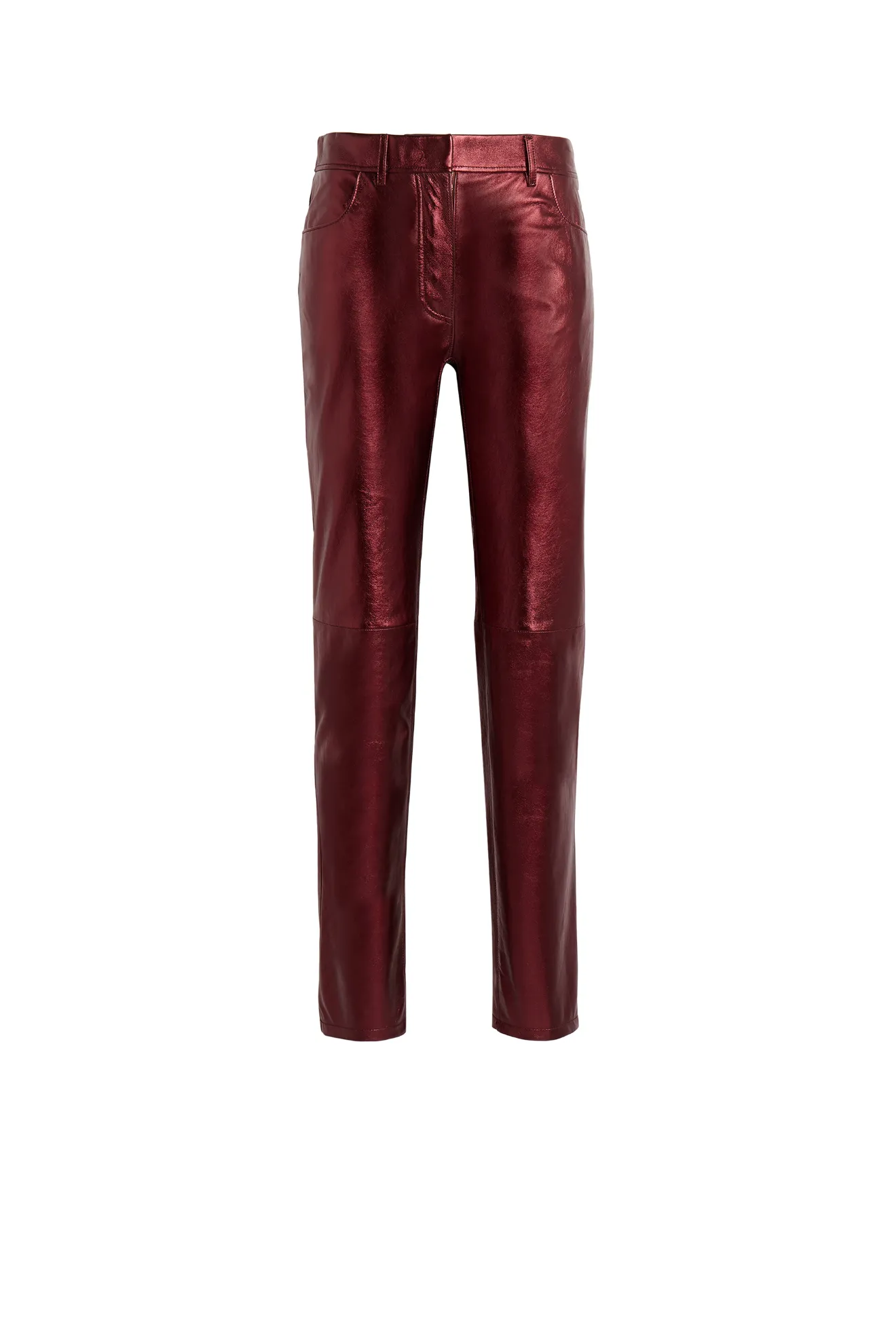 Metallic laminated leather trousers 