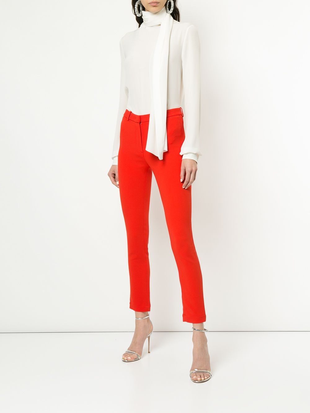 Roberto Cavalli Double stretch crepe solid trousers - Rood