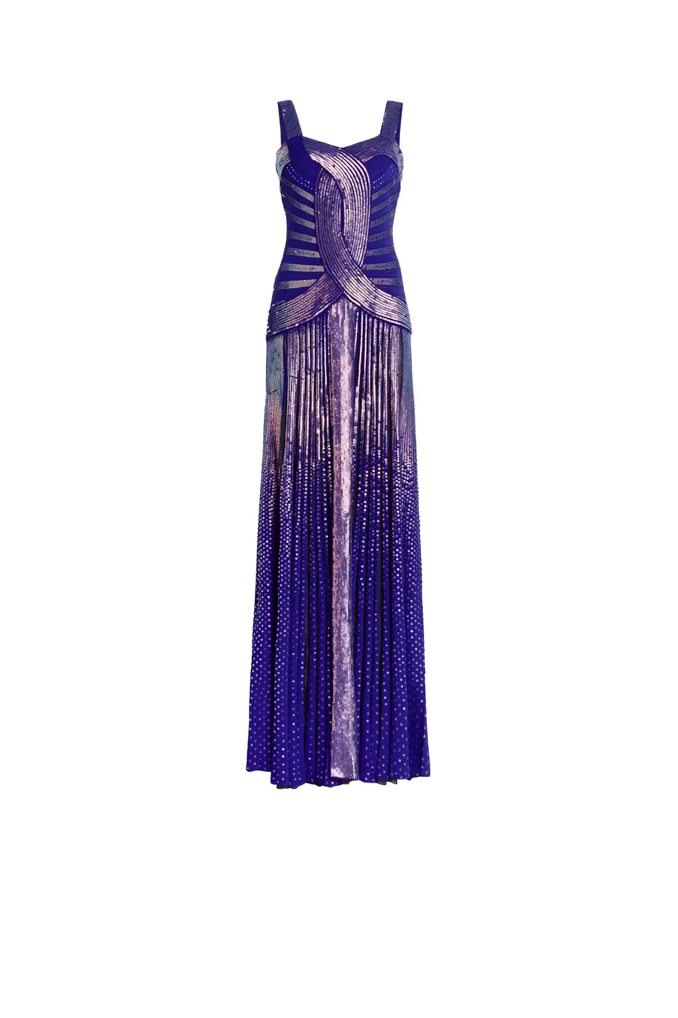 Sequin iris blue evening dress 