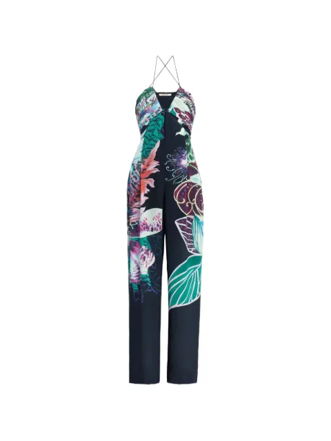 Roberto Cavalli Exotic Flora print silk jumpsuit