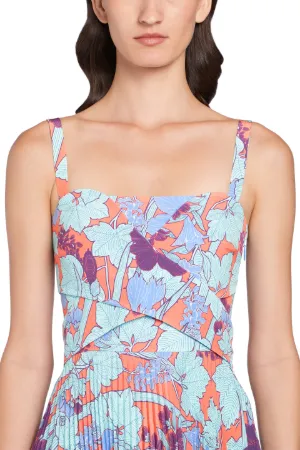 Summer Garden silk pleated dress 