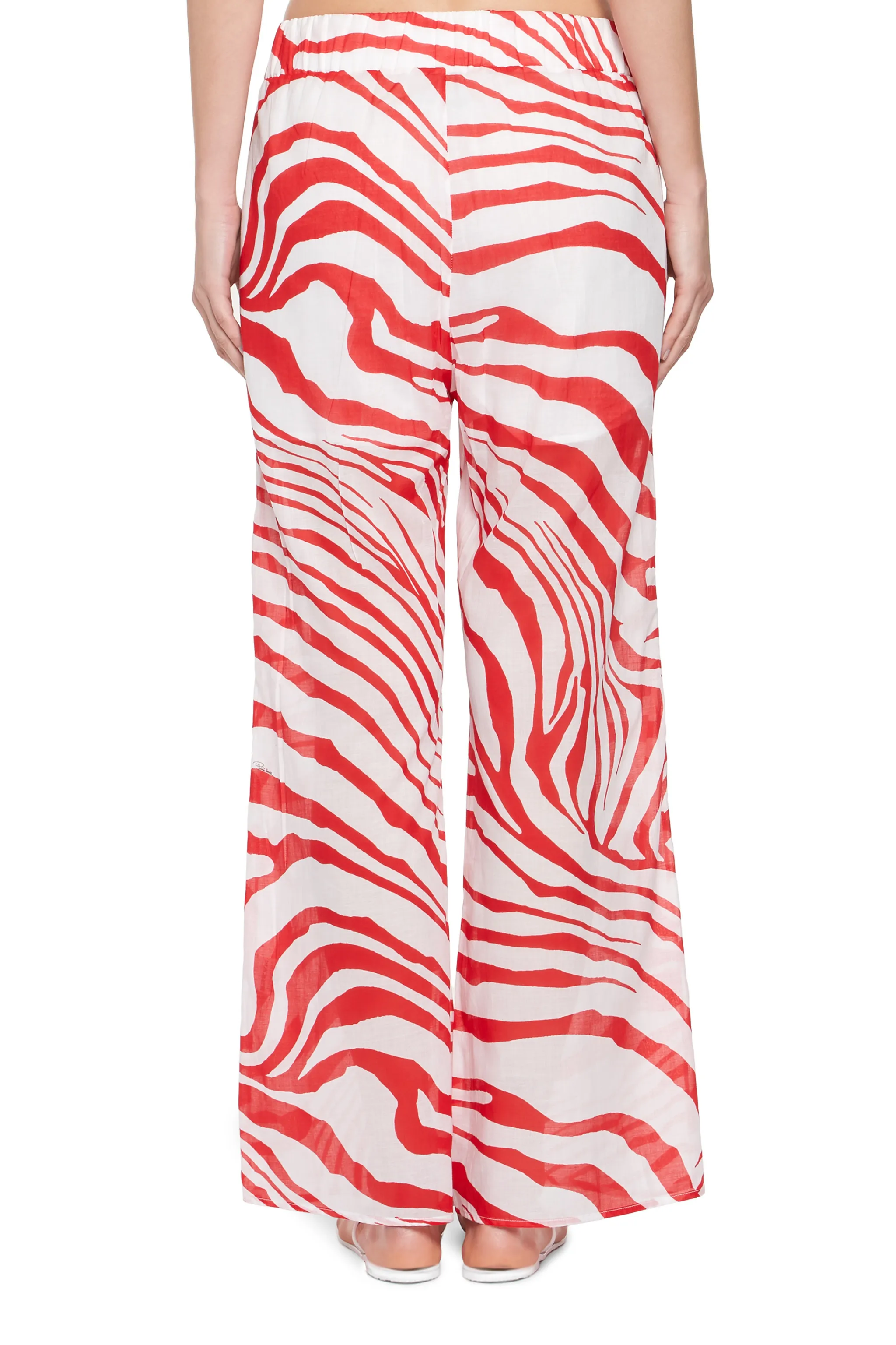 White and red zebra wide leg trousers Roberto Cavalli