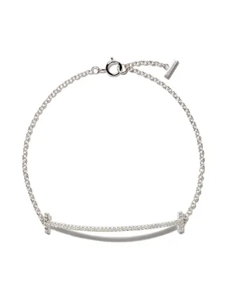 Tiffany Co 18kt White Gold T Smile Diamond Bracelet Farfetch Tiffany Co 18kt White Gold T Smile Diamond Bracelet