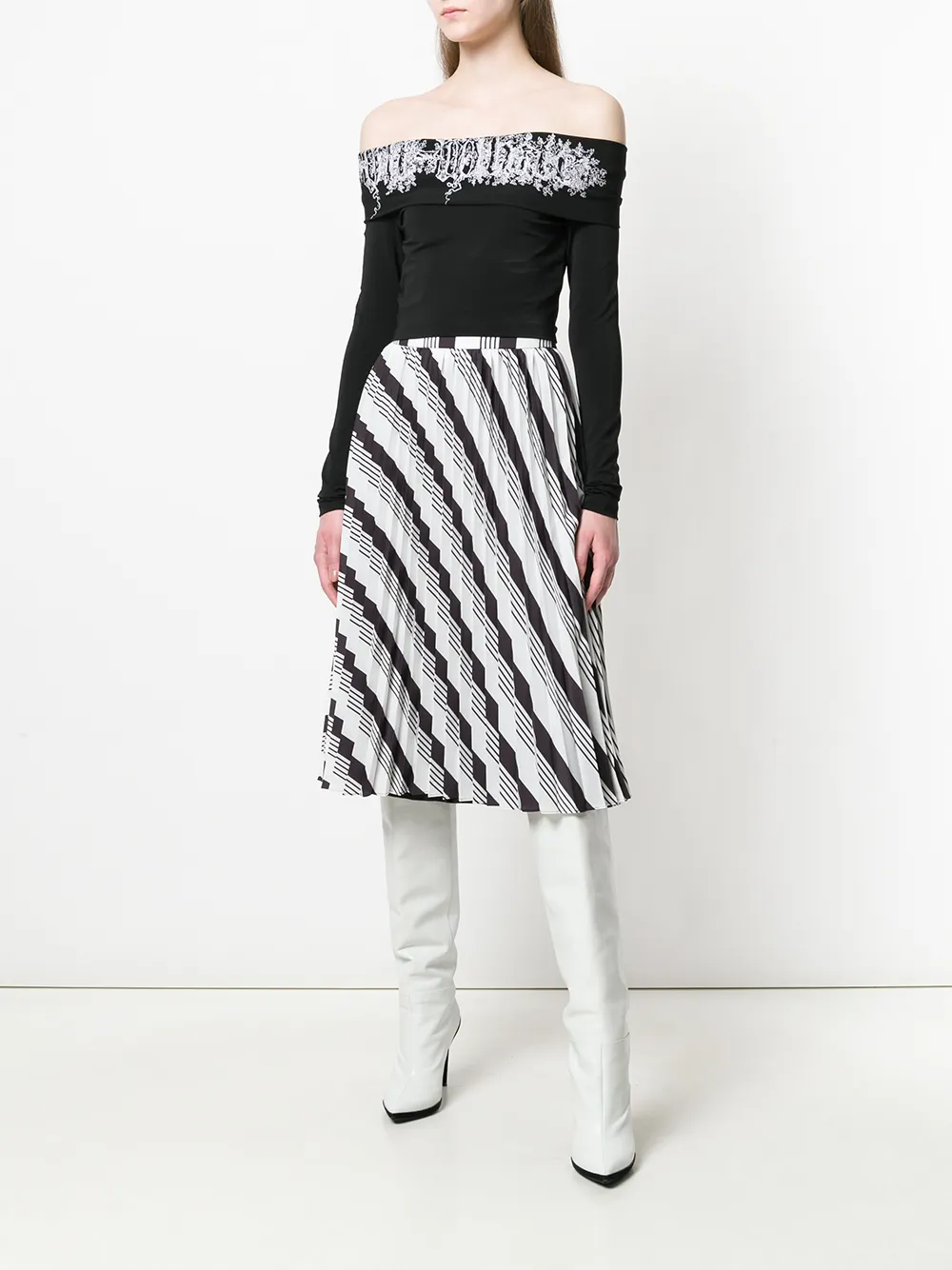  Off-white Front Logo Strapless Blouse - Nero 