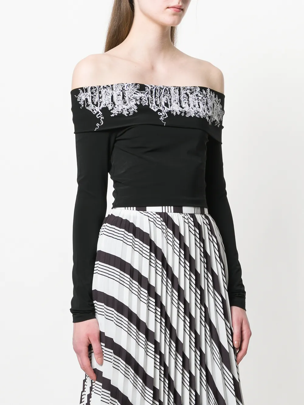  Off-white Front Logo Strapless Blouse - Nero 